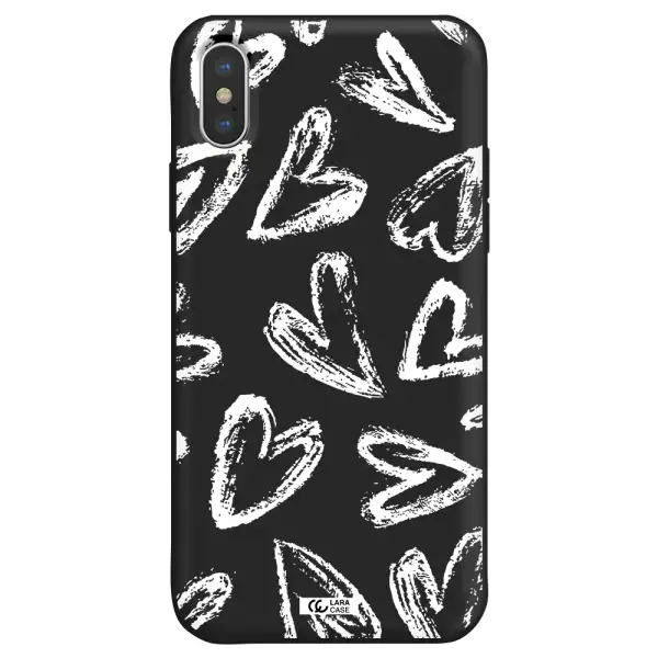 Chalk Hearts Apple iPhone X Silicone black Case