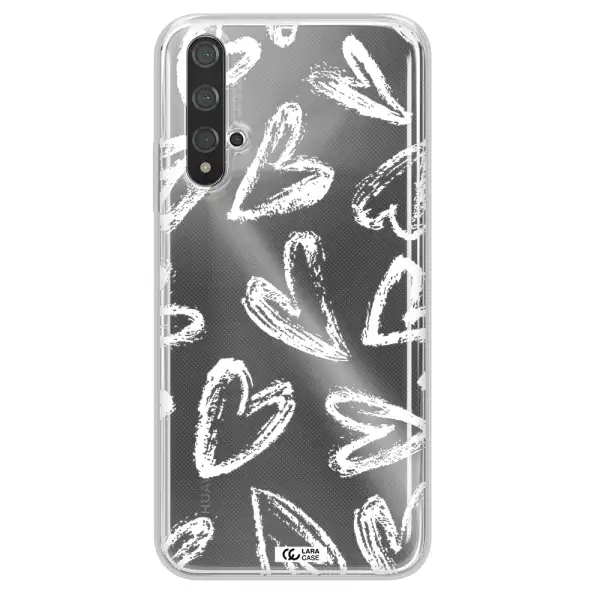 Chalk Hearts Huawei Nova 5t Clear TPU Case