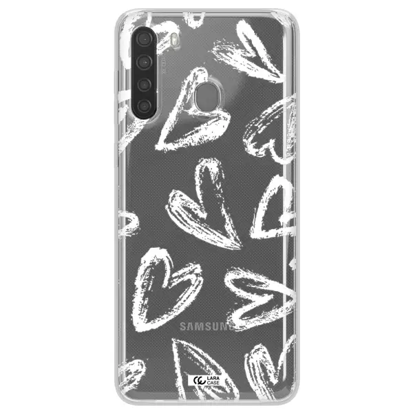 Chalk Hearts Samsung A21 Clear TPU Case