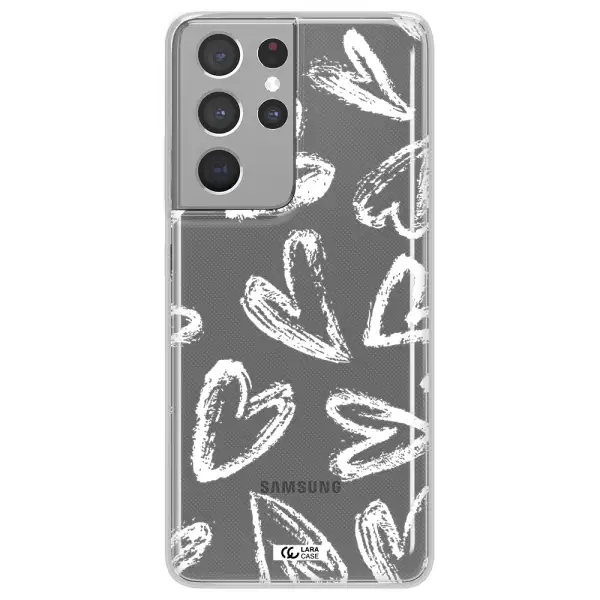 Chalk Hearts Samsung S21 Ultra Clear TPU Case