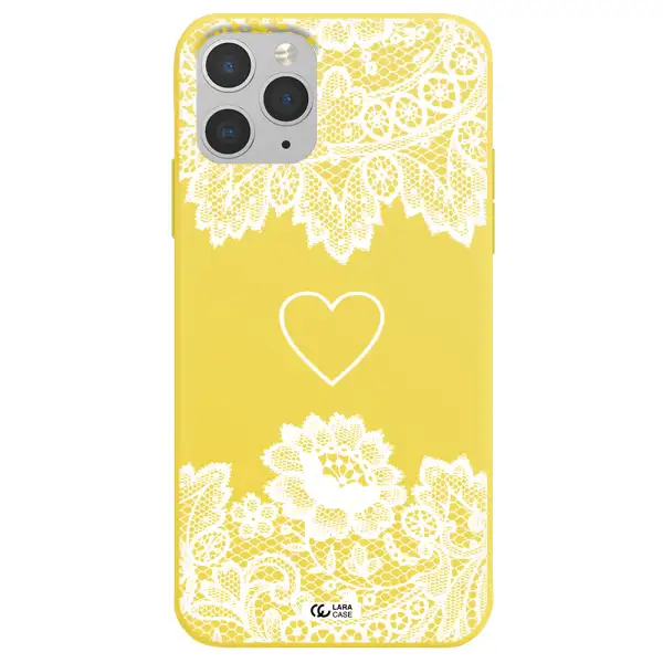 Mandala Heart Apple iPhone 11 pro max Silicone canary yellow Case
