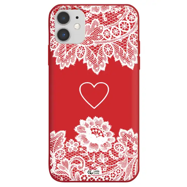 Mandala Heart Apple iPhone 11 Silicone Imperial Red Case