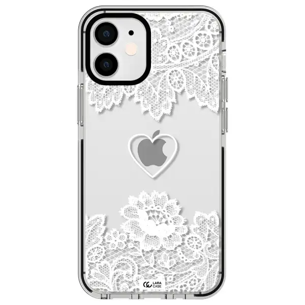 Mandala Heart Apple iPhone 12 mini impact black border Case