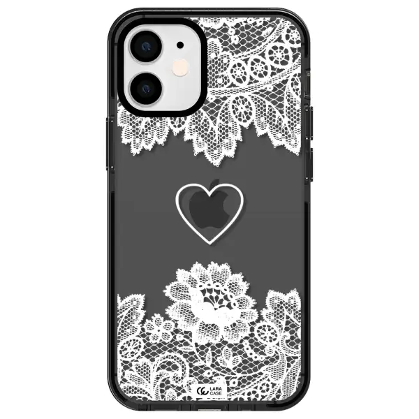 Mandala Heart Apple iPhone 12 mini impact Smoke Black Case