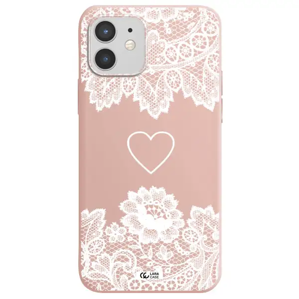 Mandala Heart Apple iPhone 12 mini Silicone pastel pink Case