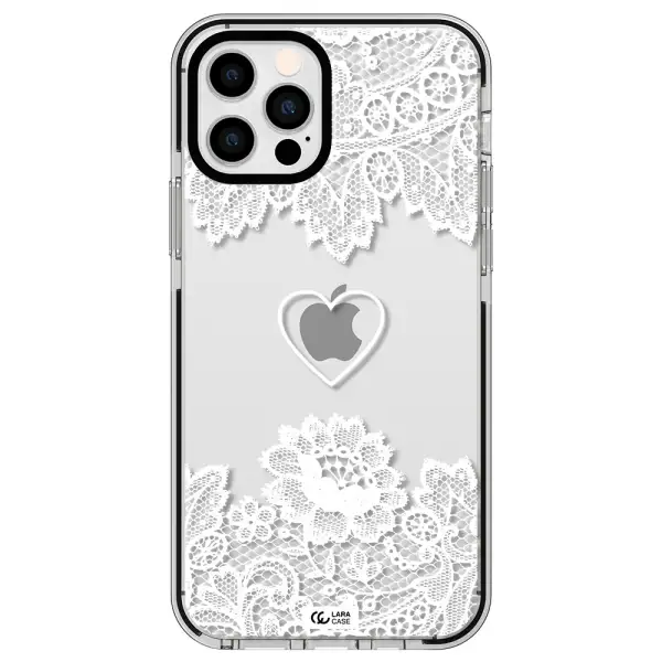 Mandala Heart Apple iPhone 12 pro impact black border Case