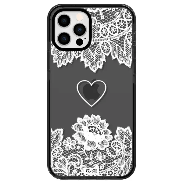 Mandala Heart Apple iPhone 12 pro impact Smoke Black Case