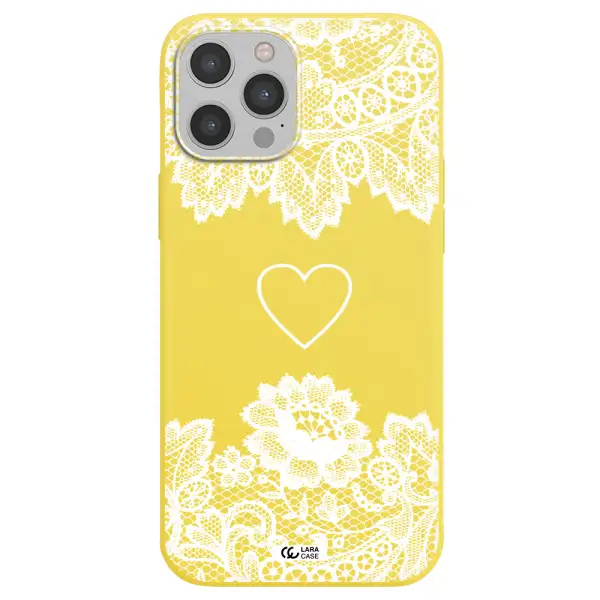 Mandala Heart Apple iPhone 12 pro max Silicone canary yellow Case