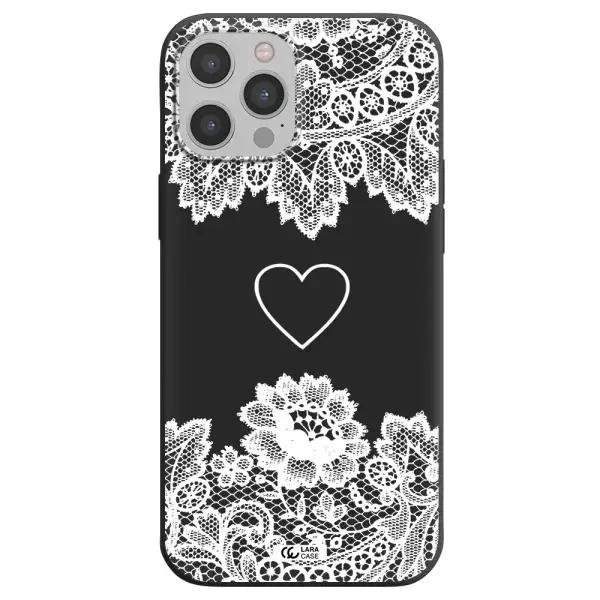 Mandala Heart Apple iPhone 12 pro Silicone black Case