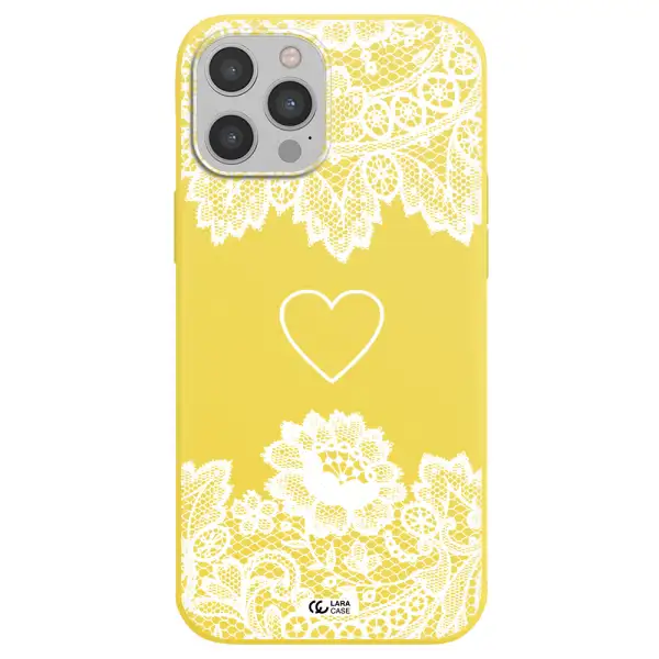 Mandala Heart Apple iPhone 12 pro Silicone canary yellow Case
