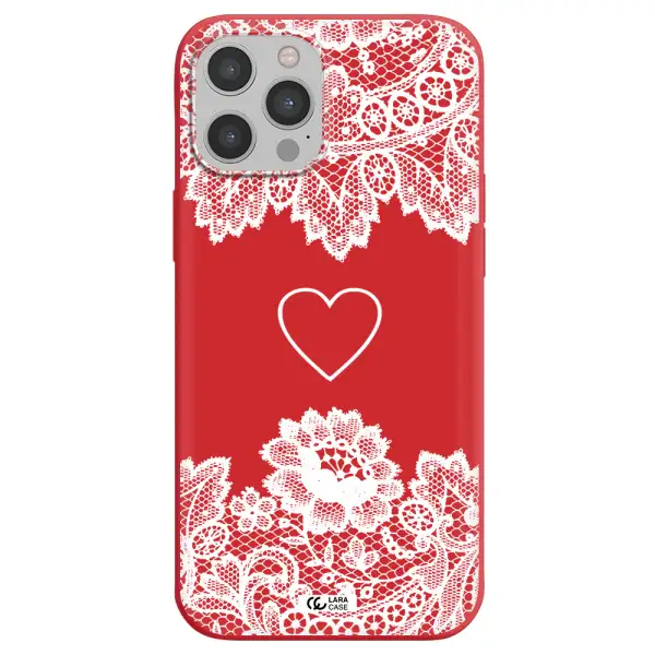 Mandala Heart Apple iPhone 12 pro Silicone Imperial Red Case
