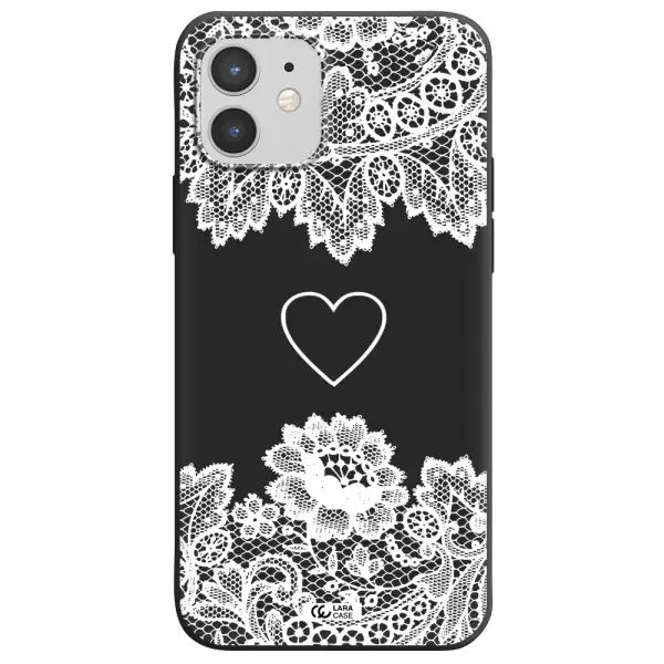 Mandala Heart Apple iPhone 12 Silicone black Case