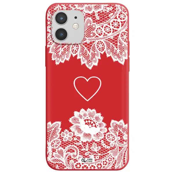 Mandala Heart Apple iPhone 12 Silicone Imperial Red Case