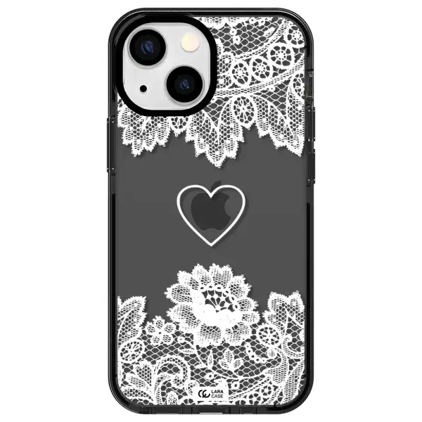 Mandala Heart Apple iPhone 13 mini impact Smoke Black Case