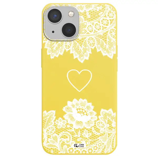 Mandala Heart Apple iPhone 13 mini Silicone canary yellow Case