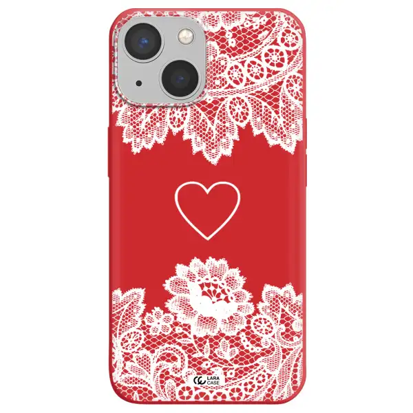 Mandala Heart Apple iPhone 13 mini Silicone Imperial Red Case
