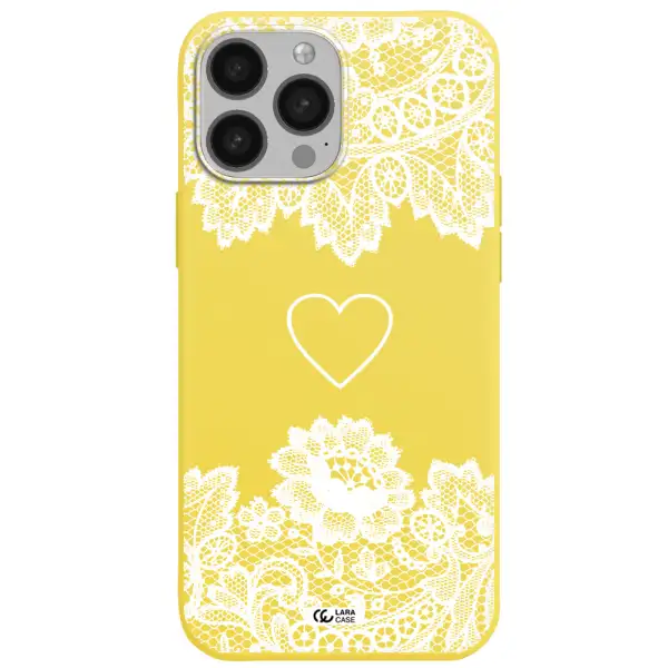 Mandala Heart Apple iPhone 13 Pro Max Silicone canary yellow Case