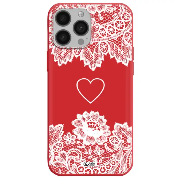 Mandala Heart Apple iPhone 13 Pro Max Silicone Imperial Red Case