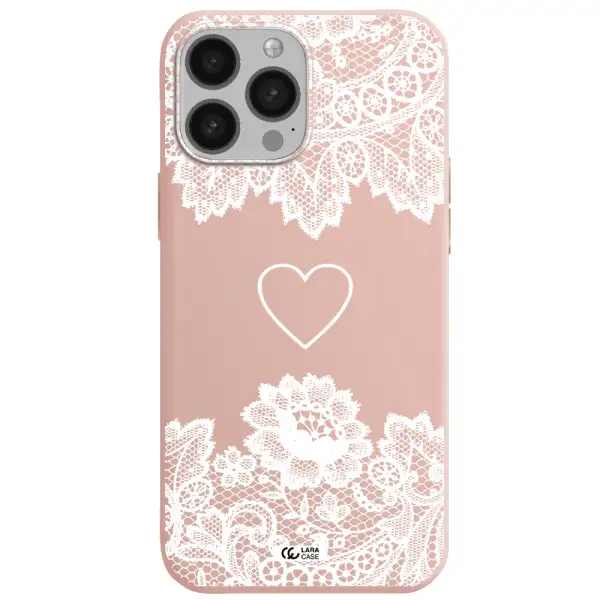 Mandala Heart Apple iPhone 13 Pro Max Silicone pastel pink Case