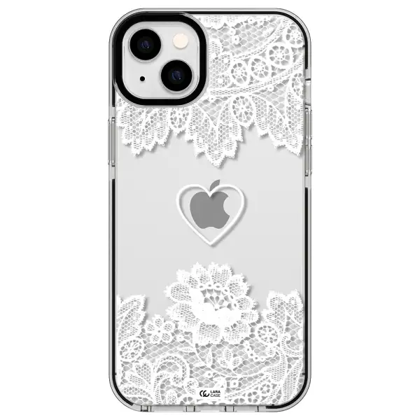 Mandala Heart Apple iPhone 14 plus impact black border Case