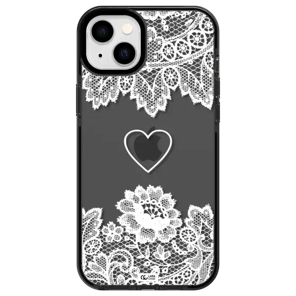 Mandala Heart Apple iPhone 14 plus impact Smoke Black Case