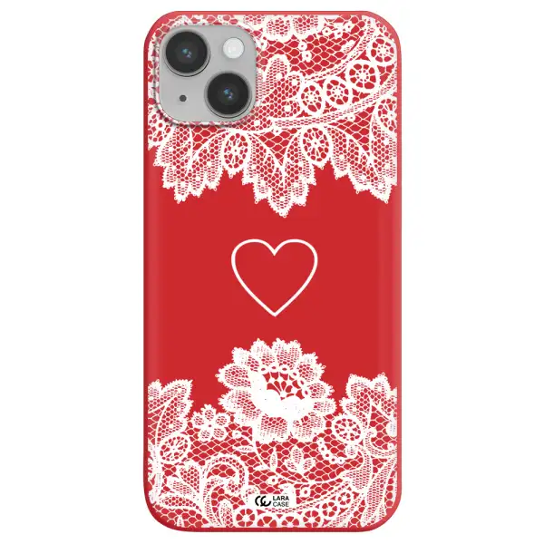 Mandala Heart Apple iPhone 14 plus Silicone Imperial Red Case
