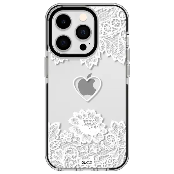 Mandala Heart Apple iPhone 14 pro impact black border Case
