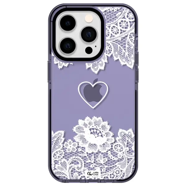 Mandala Heart Apple iPhone 14 pro impact Lilac Case