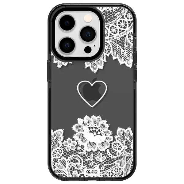 Mandala Heart Apple iPhone 14 pro impact Smoke Black Case