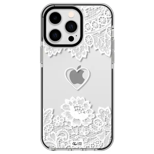 Mandala Heart Apple iPhone 14 pro max impact black border Case