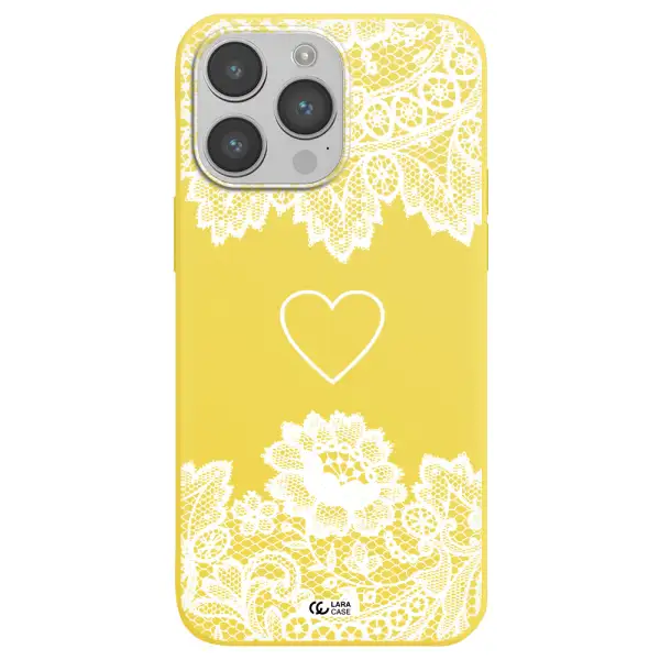 Mandala Heart Apple iPhone 14 pro max Silicone canary yellow Case