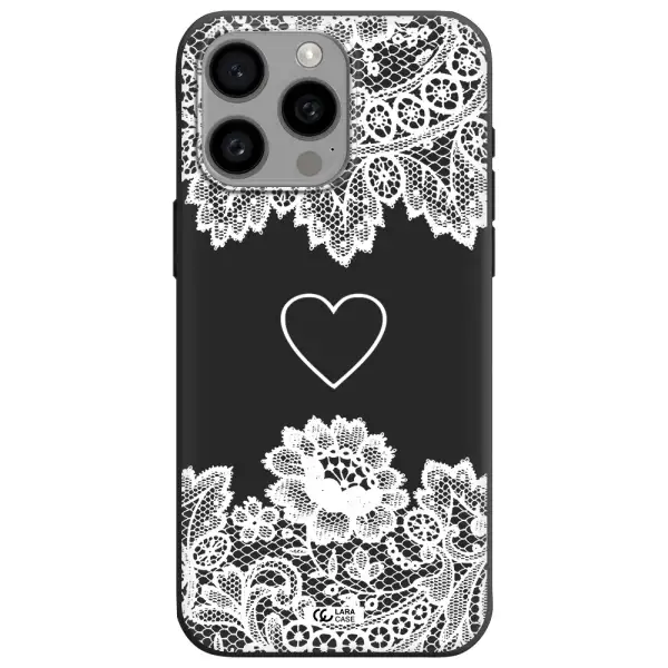 Mandala Heart Apple Iphone 15 Pro max Silicone black Case