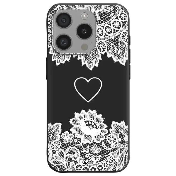 Mandala Heart Apple Iphone 15 Pro Silicone Black Case