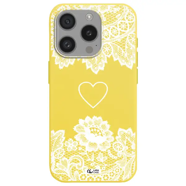 Mandala Heart Apple Iphone 15 Pro Silicone Canary Yellow Case