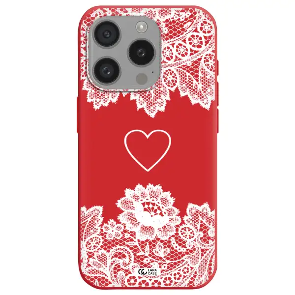 Mandala Heart Apple Iphone 15 Pro Silicone Imperial Red Case