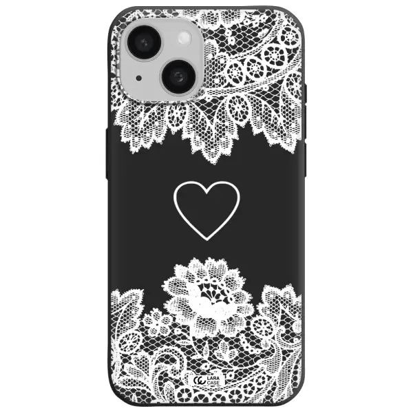 Mandala Heart Apple iPhone 15 Silicone black Case