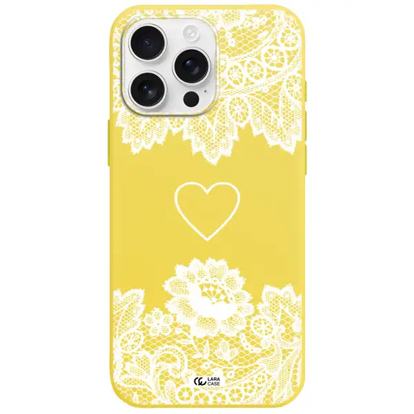 Mandala Heart Apple Iphone 16 Pro Max Silicone Canary Yellow Case
