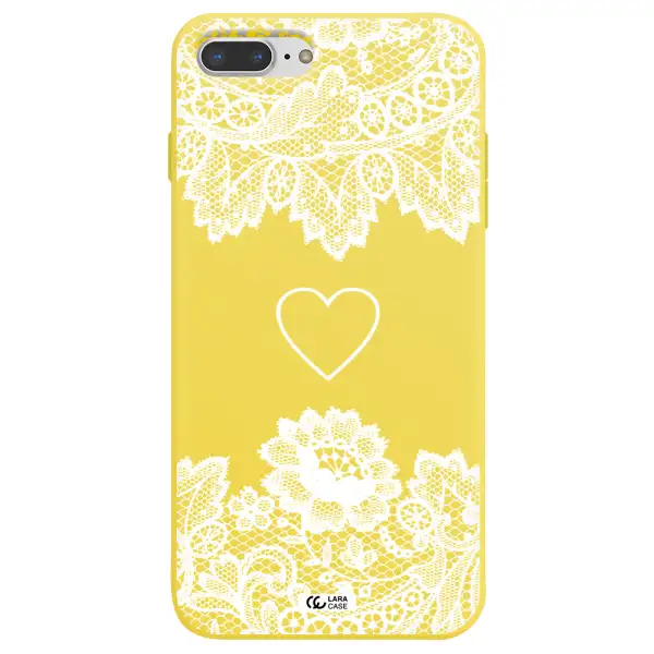Mandala Heart Apple iPhone 7 plus Silicone canary yellow Case
