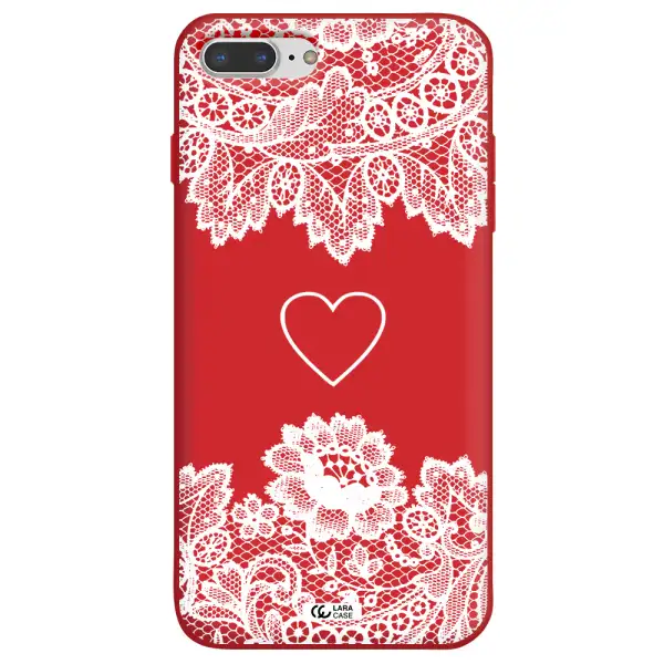 Mandala Heart Apple iPhone 7 plus Silicone Imperial Red Case