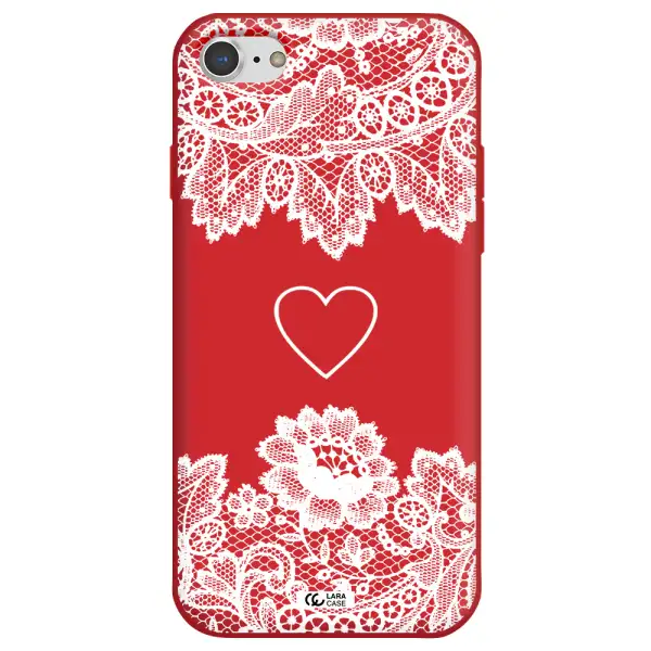 Mandala Heart Apple iPhone 7 Silicone Imperial Red Case