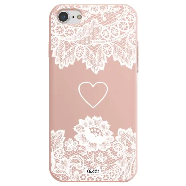Mandala Heart Apple iPhone 7 Silicone pastel pink Case