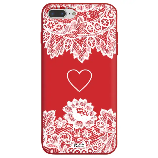 Mandala Heart Apple iPhone 8 plus Silicone Imperial Red Case