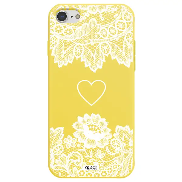 Mandala Heart Apple iPhone 8 Silicone canary yellow Case