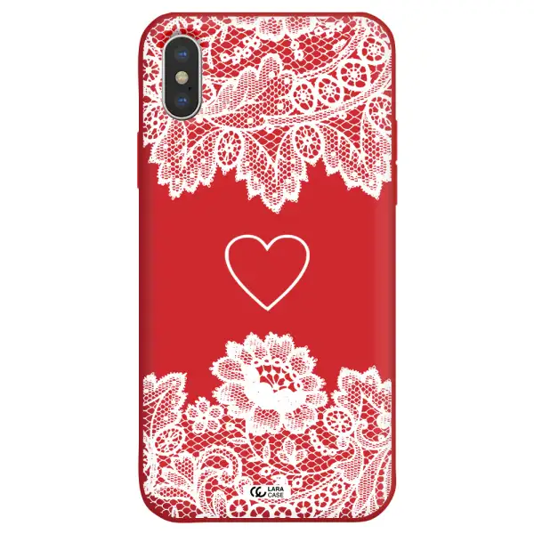Mandala Heart Apple iPhone X Silicone Imperial Red Case