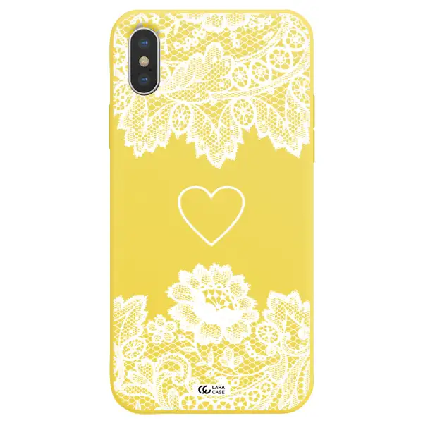 Mandala Heart Apple iPhone XS Silicone canary yellow Case