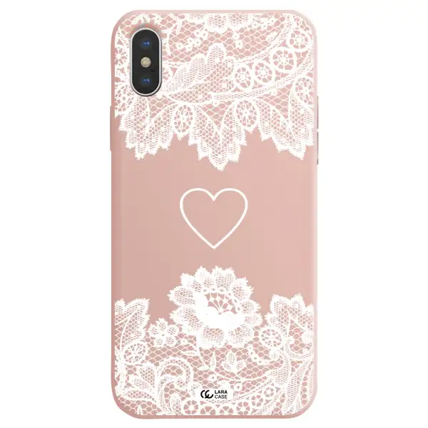 Mandala Heart Apple iPhone XS Silicone pastel pink Case