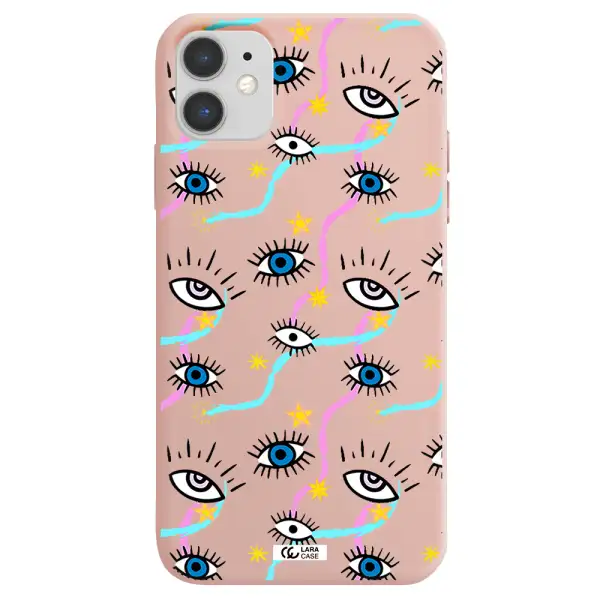 Eye And Ribbon Apple iPhone 11 Silicone pastel pink Case