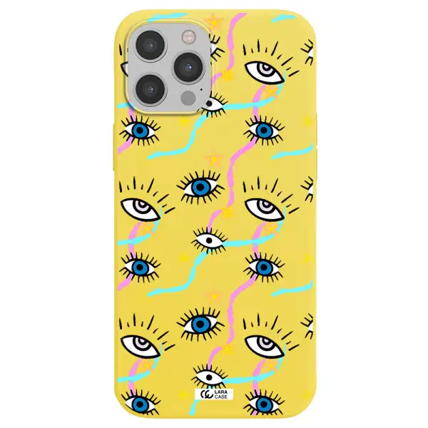 Eye And Ribbon Apple iPhone 12 pro Silicone canary yellow Case