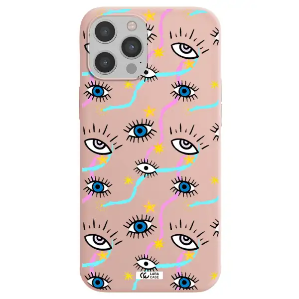 Eye And Ribbon Apple iPhone 12 pro Silicone pastel pink Case