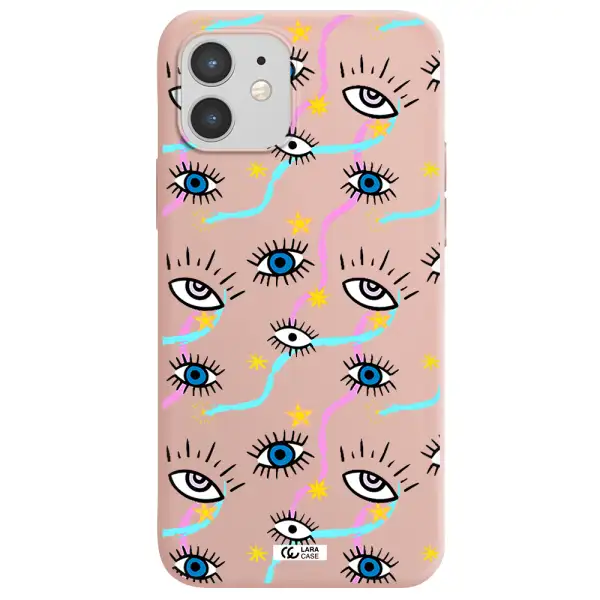 Eye And Ribbon Apple iPhone 12 Silicone pastel pink Case
